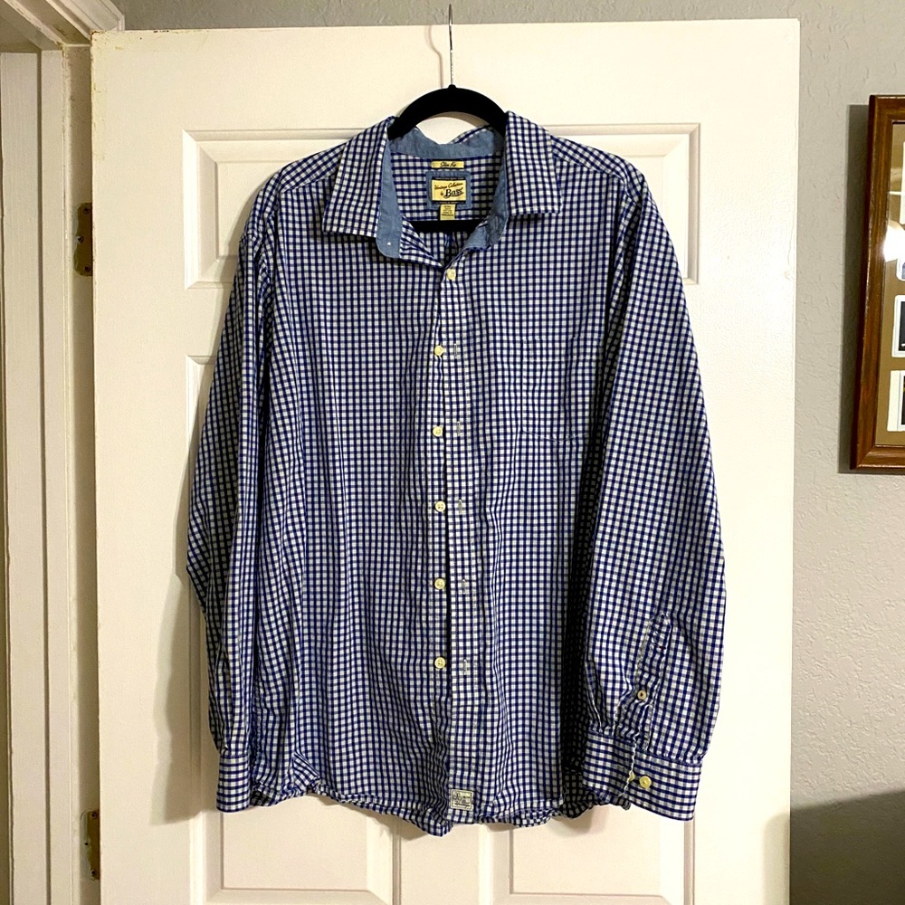 Blue Plaid Shirt Slim Fit Button Up XXL